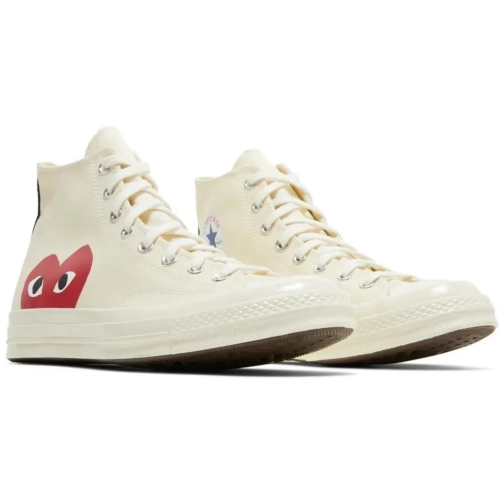 Converse x COMME des GARCONS Chuck 70 Hi Womens Sz 5 Milk White Red 150205C NEW - Picture 2 of 5